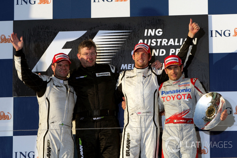 2009: 1. Jenson Button, 2. Rubens Barrichello, 3. Jarno Trulli