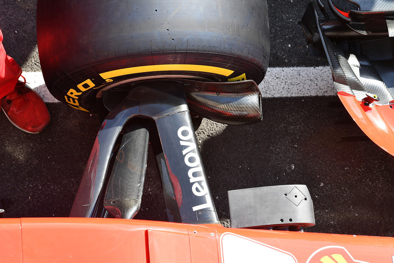 Detalle de la suspensión delantera del Ferrari SF71H
