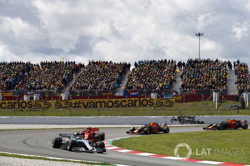 Valtteri Bottas, Mercedes AMG F1 W09, Kimi Raikkonen, Ferrari SF71H, Max Verstappen, Red Bull Racing RB14 e Daniel Ricciardo, Red Bull Racing RB14