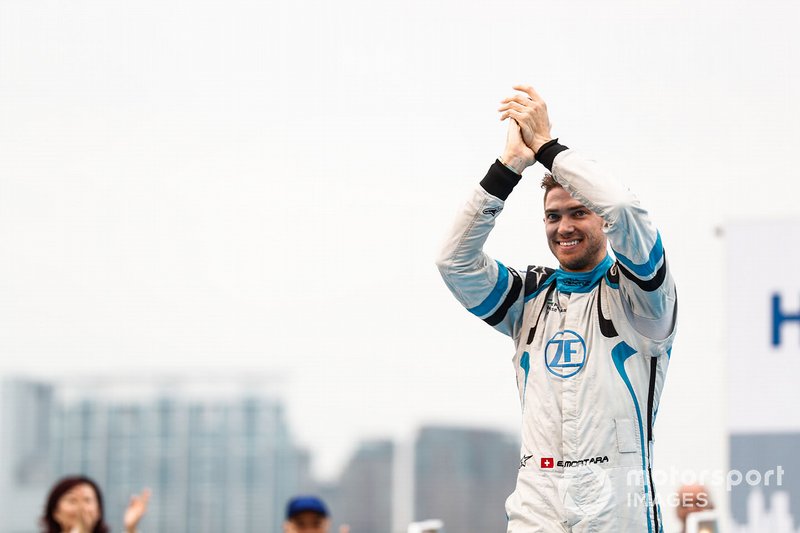 Edoardo Mortara, Venturi Formula E, 2nd position, approaches the podium