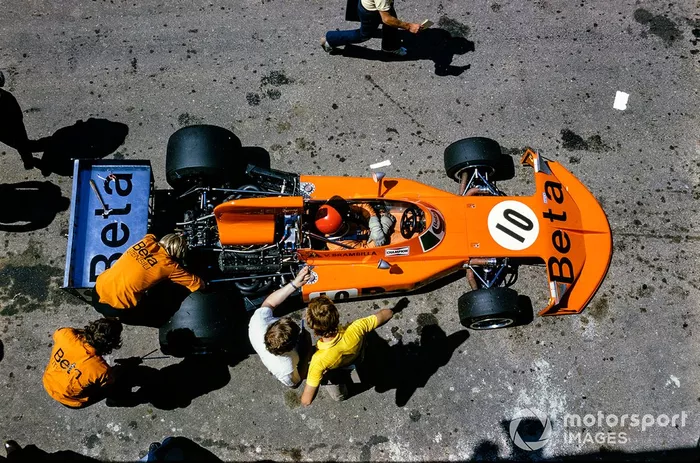 Vittorio Brambilla, March 741 Ford, in the pits
