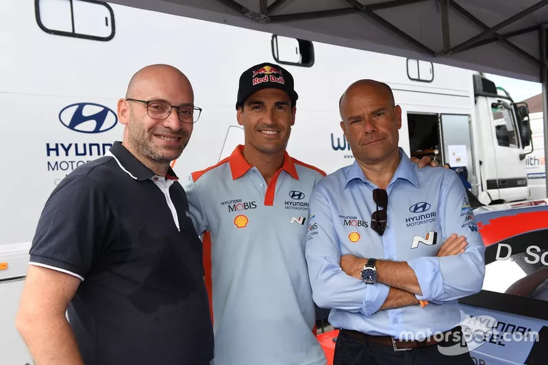 Matteo Ballarin, presidente di WithU, Dani Sordo, Andrea Adamo Team Principal Hyundai Motorsport