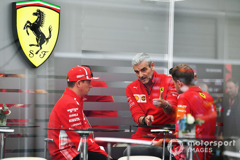 Maurizio Arrivabene, Ferrari Team Principal with Kimi Raikkonen, Ferrari and Sebastian Vettel, Ferrari