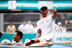 Lewis Hamilton, Mercedes AMG F1, in the drivers parade