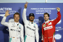 Polesitter Lewis Hamilton, Mercedes AMG F1 Team, 2. Nico Rosberg, Mercedes AMG F1 Team, 3. Sebastian