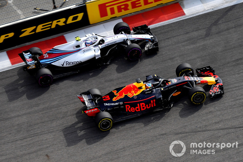 Daniel Ricciardo, Red Bull Racing RB14 ve Sergey Sirotkin, Williams FW41