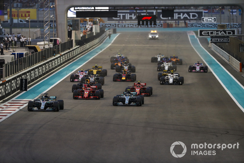 Lewis Hamilton, Mercedes AMG F1 W09 EQ Power+, Valtteri Bottas, Mercedes AMG F1 W09 EQ Power+, Sebastian Vettel, Ferrari SF71H, Kimi Raikkonen, Ferrari SF71H, Daniel Ricciardo, Red Bull Racing RB14, Max Verstappen, Red Bull Racing RB14