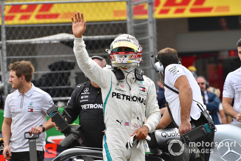 Lewis Hamilton, Mercedes AMG F1, nel parco chiuso