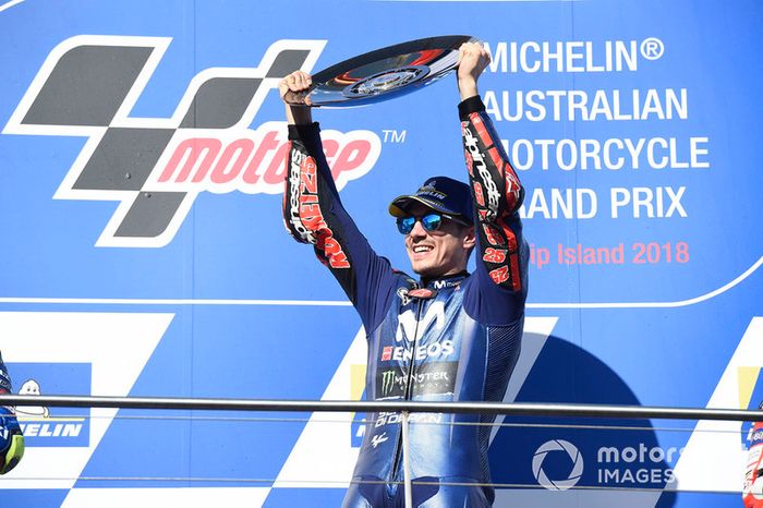 Podio: ganador de la carrera Maverick Viñales, Yamaha Factory Racing