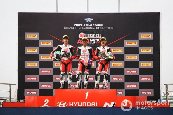 Podium Race 1: Sho Nishimura, Afridza Munandar, Takuma Matsuyama