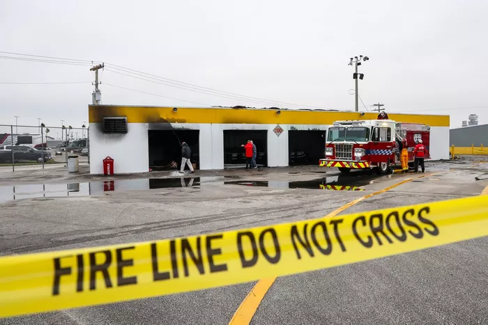 Incendio en la zona de garajes de Daytona