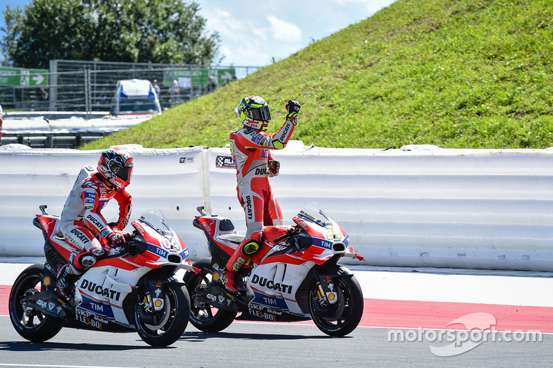 Winner Andrea Iannone, Ducati Team and second place Andrea Dovizioso, Ducati Team