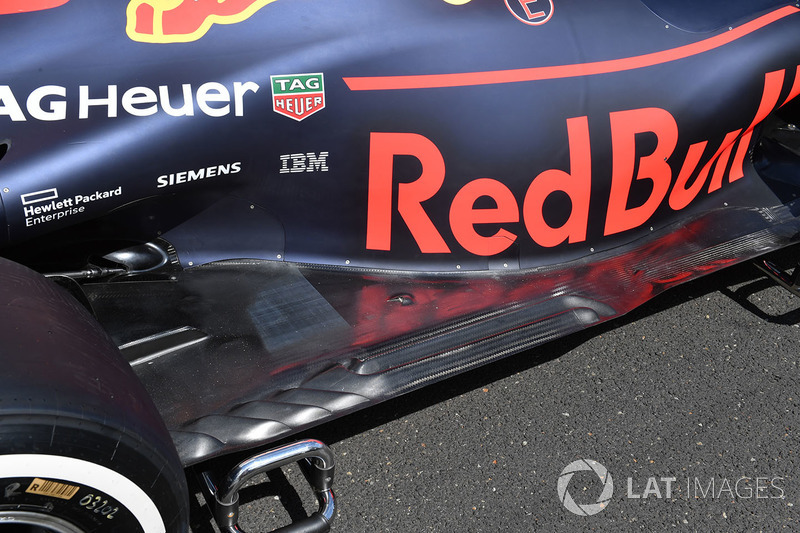 Vue détaillée du fond plat de la Red Bull Racing RB14