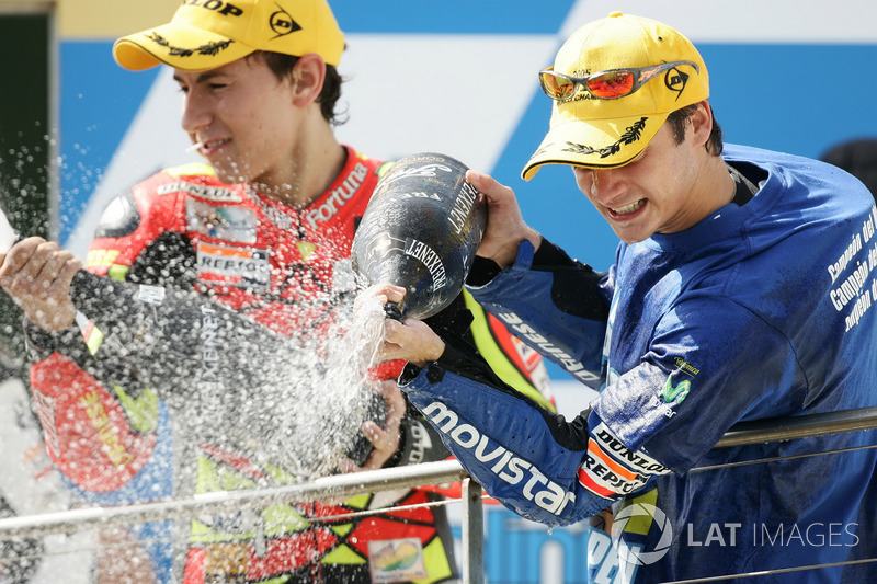 Podium: Jorge Lorenzo and Dani Pedrosa