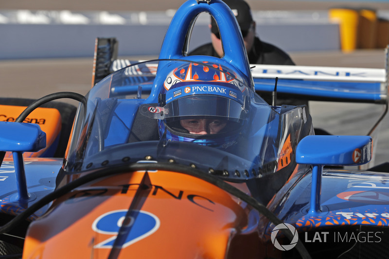 Scott Dixon, Chip Ganassi Racing Honda tests the aeroscreen