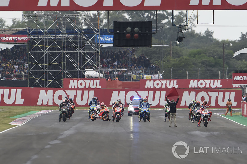 Marc Marquez, Repsol Honda Team re starting the bike on the grid