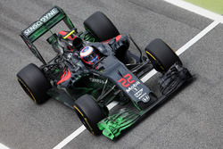 Jenson Button, McLaren MP4-31 met flow-vis verf