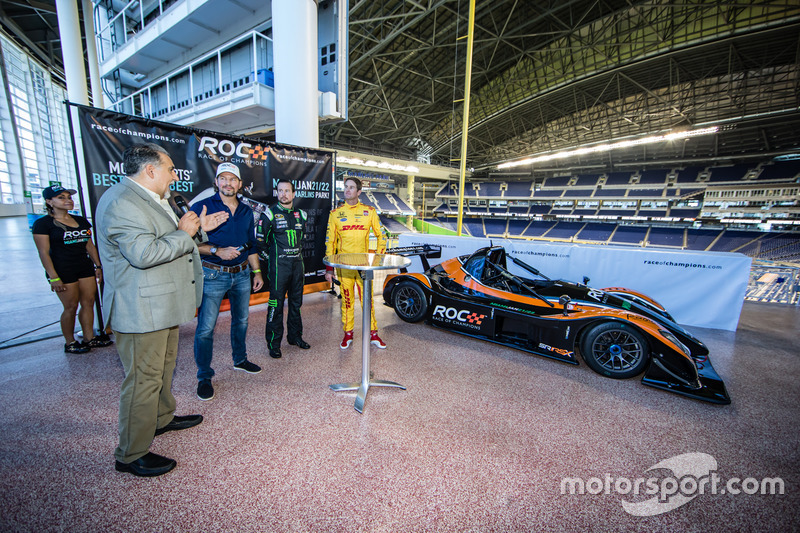 Presidente de Race of Champions Fredrik Johnsson, Kurt Busch y Ryan Hunter-Reay