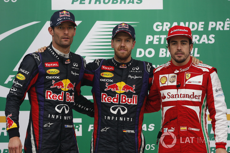 2013 : 1. Sebastian Vettel, 2. Mark Webber, 3. Fernando Alonso