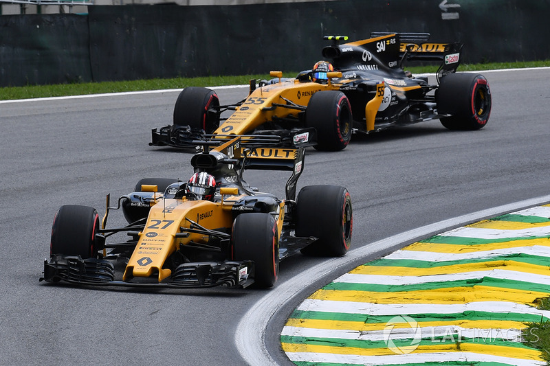 Nico Hulkenberg, Renault Sport F1 Team RS17 and Carlos Sainz Jr., Renault Sport F1 Team RS17