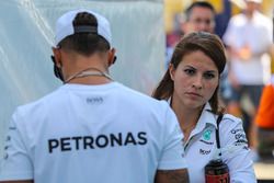 Lewis Hamilton, Mercedes AMG F1 and his Press Officer Charlie Rose