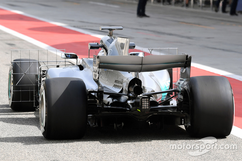 Valtteri Bottas, Mercedes AMG F1 W08  avec des capteurs aéro