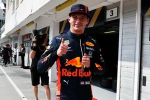 Polesitter Max Verstappen, Red Bull Racing in parc ferme 