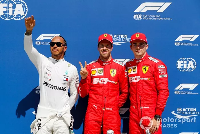 Top-3 Lewis Hamilton, Sebastian Vettel e Charles Leclerc