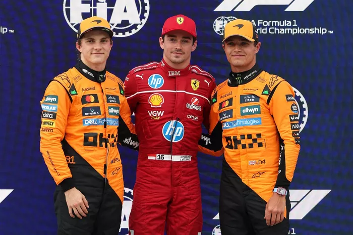 Charles Leclerc, Ferrari, Lando Norris, McLaren, Oscar Piastri, McLaren