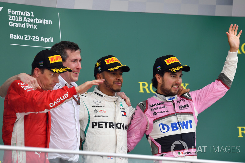 Podium: 1. Lewis Hamilton, Mercedes-AMG F1, 2. Kimi Raikkonen, Ferrari, 3. Sergio Perez, Force India