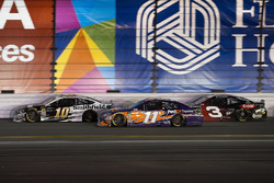 Aric Almirola, Stewart-Haas Racing Ford Fusion, Denny Hamlin, Joe Gibbs Racing Toyota, and Austin Dillon, Richard Childress Racing Chevrolet Camaro