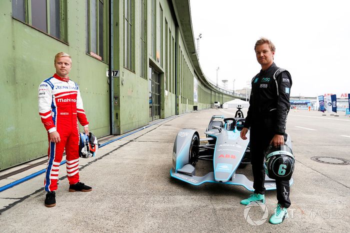 Felix Rosenqvist, Mahindra Racing, campeón mundial de Fórmula 1, Nico Rosberg, con el coche Gen2 Formula E