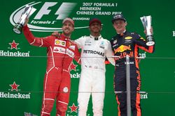 Podium: second place Sebastian Vettel, Ferrari, Aldo Costa, Engineering Director, Mercedes AMG, Race