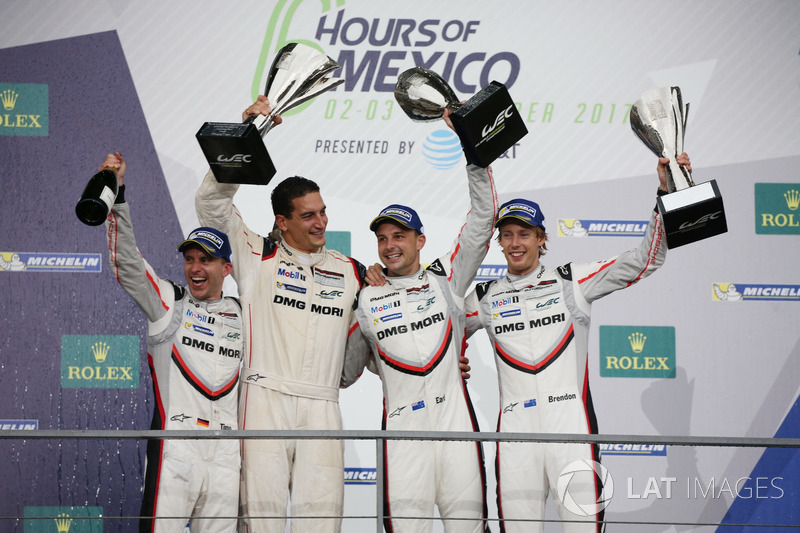 No WEC, o carro #2 da Porsche com o trio Timo Bernhard, Earl Bamber, Brendon Hartley venceu as 6 Horas do México, pela LMP1.