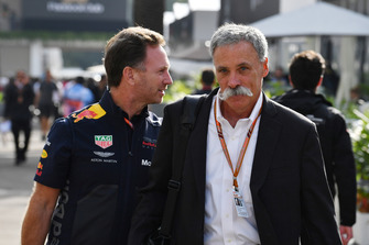 Christian Horner, Team Principal, Red Bull Racing e Chase Carey, Chief Executive Officer ed Executive Chairman del Formula One Group