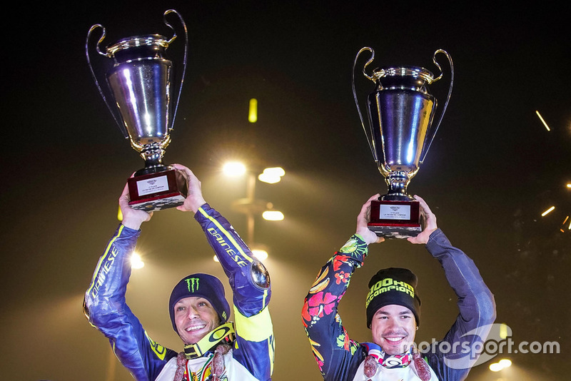 Valentino Rossi and Franco Morbidelli at the podium