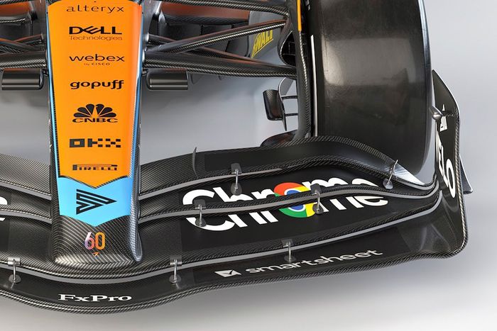 McLaren MCL60, detalle alerón delantero
