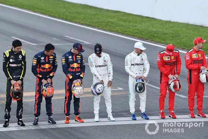 Esteban Ocon, Renault F1, Alexander Albon, Red Bull Racing, Max Verstappen, Red Bull Racing, Lewis Hamilton, Mercedes-AMG Petronas F1, Valtteri Bottas, Mercedes-AMG Petronas F1, Charles Leclerc, Ferrari y Sebastien Vettel, Ferrari