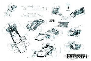 Ilustración Giorgio Piola, Ferrari 312B