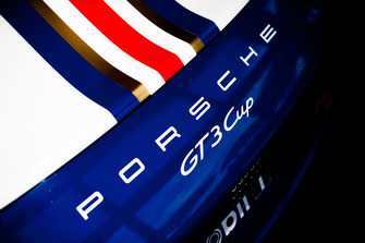 Dettaglio della livrea storica della Porsche GT3 Cup di Francesco De Luca, AB Racing