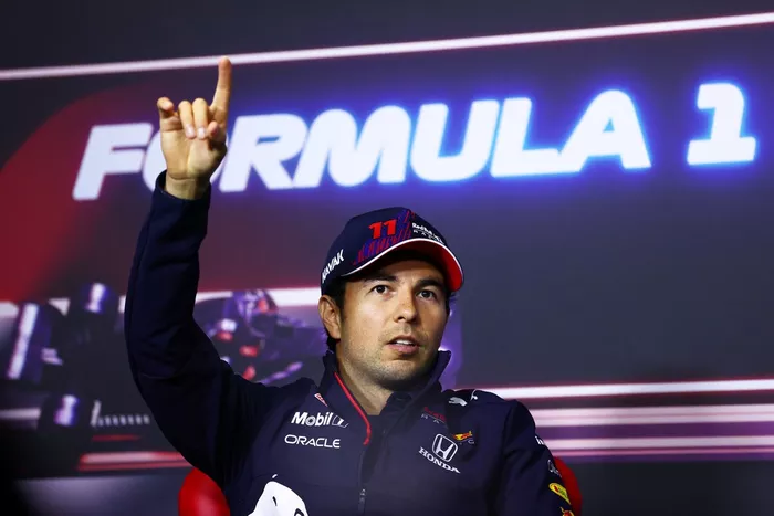 Sergio Pérez, Red Bull Racing durante la conferencia de prensa