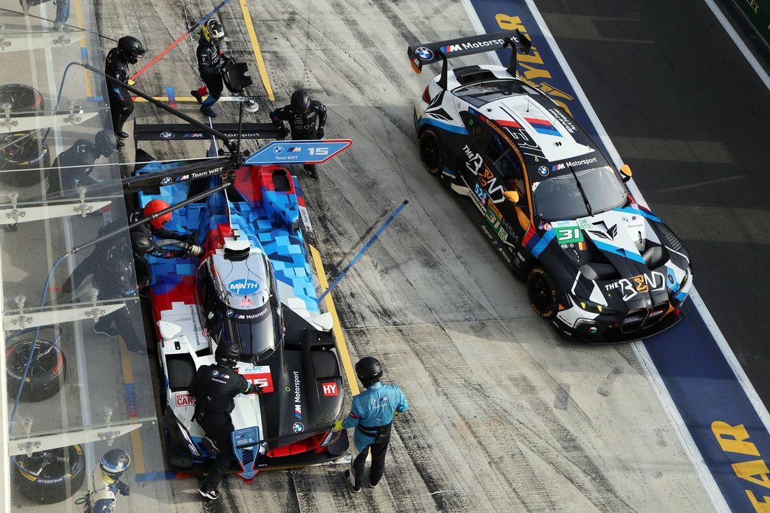 #15 BMW M Team WRT BMW M Hybrid V8: Dries Vanthoor, Raffaele Marciello, Kevin Magnussen, #31 The Bend Team WRT BMW M4 LMGT3: Yasser Shahin, Timur Boguslavskiy, Augusto Farfus