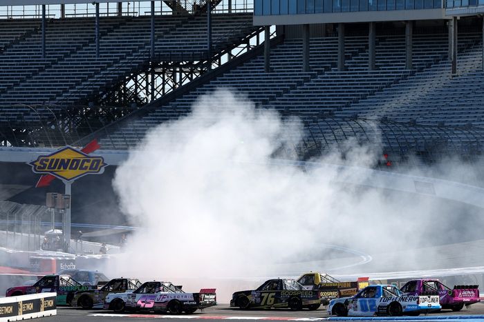 Corey Heim, TRICON Garage Toyota, Layne Riggs, Front Row Motorsports Ford