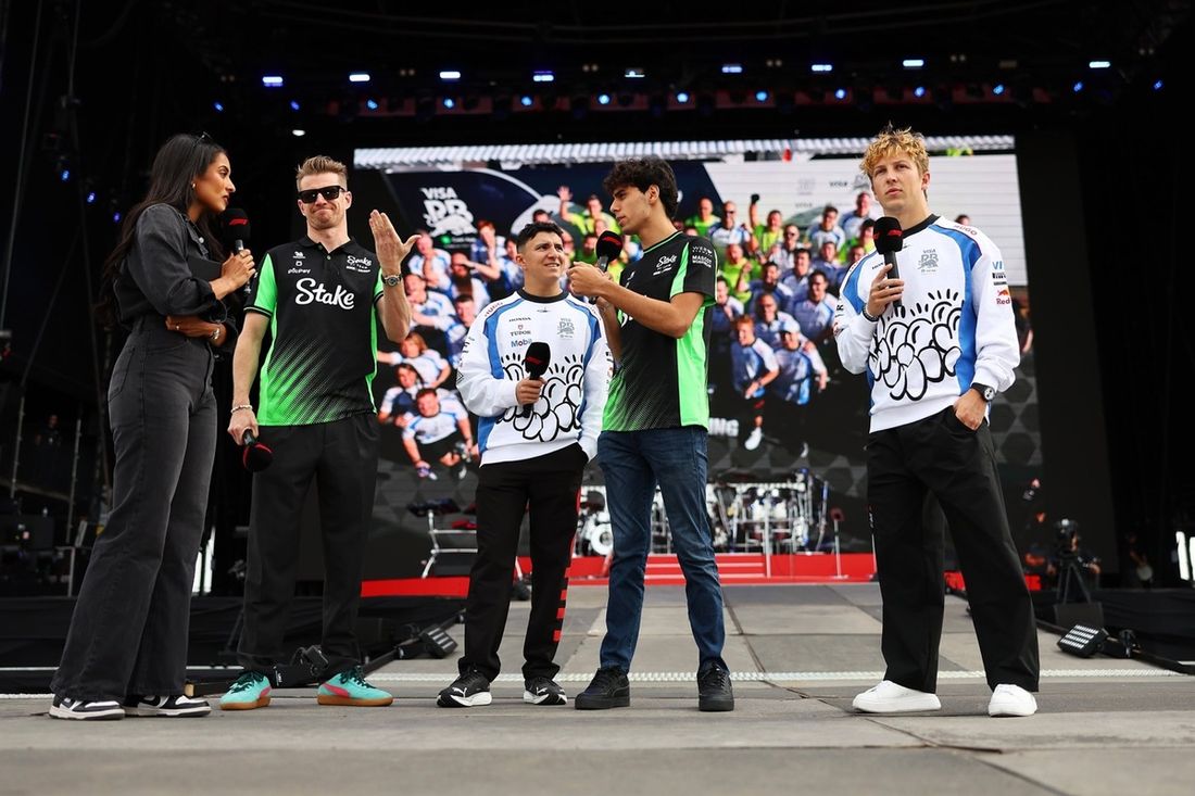 Nico Hulkenberg, Sauber, Liam Lawson, Racing Bulls Team, Isack Hadjar, Racing Bulls Team, Gabriel Bortoleto, Sauber