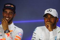 Press conference: race winner Lewis Hamilton, Mercedes AMG F1, second place Daniel Ricciardo, Red Bull Racing, third place Valtteri Bottas, Mercedes AMG F1