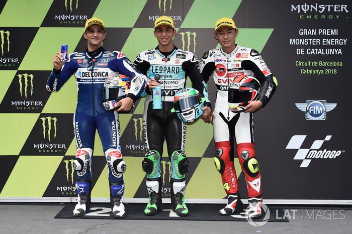 Top 3 after qualifying: Jorge Martin, Del Conca Gresini Racing Moto3, Enea Bastianini, Leopard Racing, Tatsuki Suzuki, SIC58 Squadra Corse