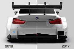 Comparison of aerodynamics between the 2018 BMW M4 DTM and 2017