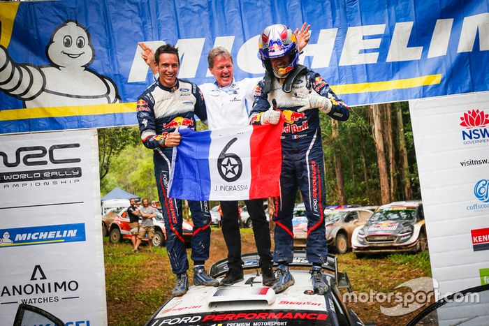 Los campeones del mundo 2018: Sébastien Ogier,  Julien Ingrassia, Ford Fiesta WRC, M-Sport Ford con Malcolm Wilson