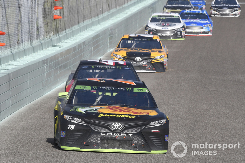 Martin Truex Jr., Furniture Row Racing, Toyota Camry Bass Pro Shops/5-hour ENERGY, Kurt Busch, Stewart-Haas Racing, Ford Fusion State Haas Automation/Monster Energy, Erik Jones, Joe Gibbs Racing, Toyota Camry DeWalt