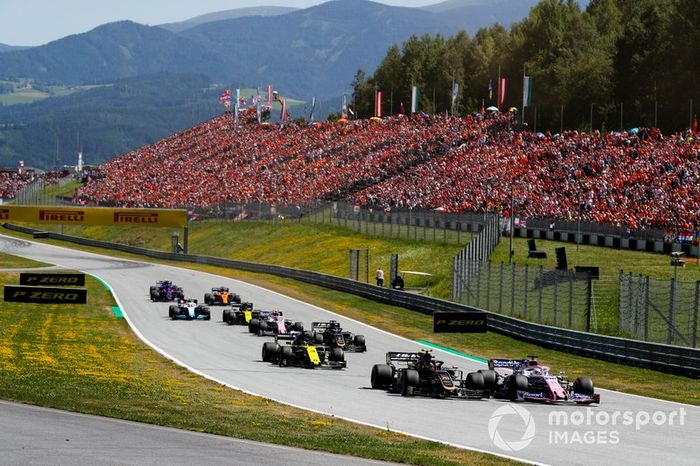 Sergio Pérez, Racing Point RP19, Kevin Magnussen, Haas F1 Team VF-19, Daniel Ricciardo, Renault F1 Team R.S.19, Romain Grosjean, Haas F1 Team VF-19, Lance Stroll, Racing Point RP19